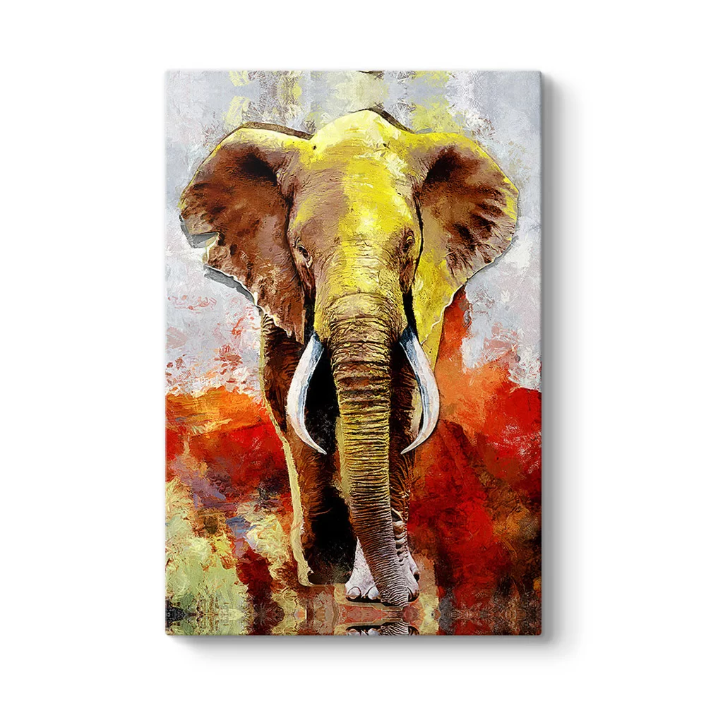 Yağlıboya Renkli Fil Tablosu - Model 2